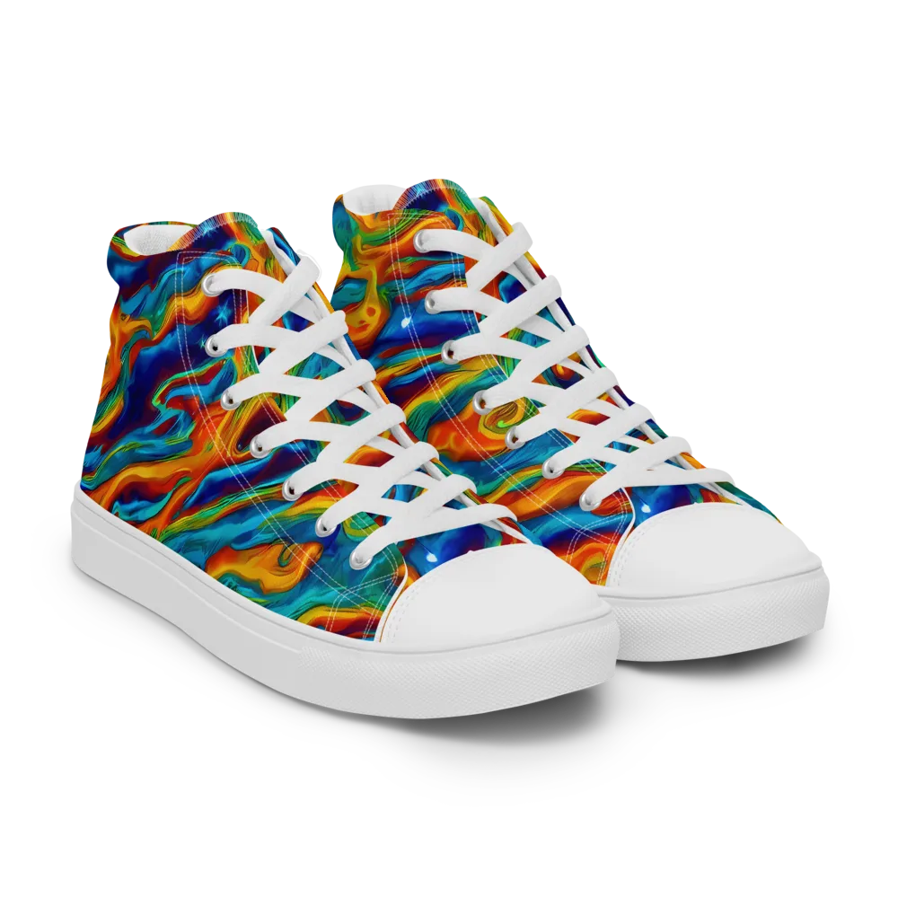 Carnival Current on Women's High Top Canvas Shoes — Right Front