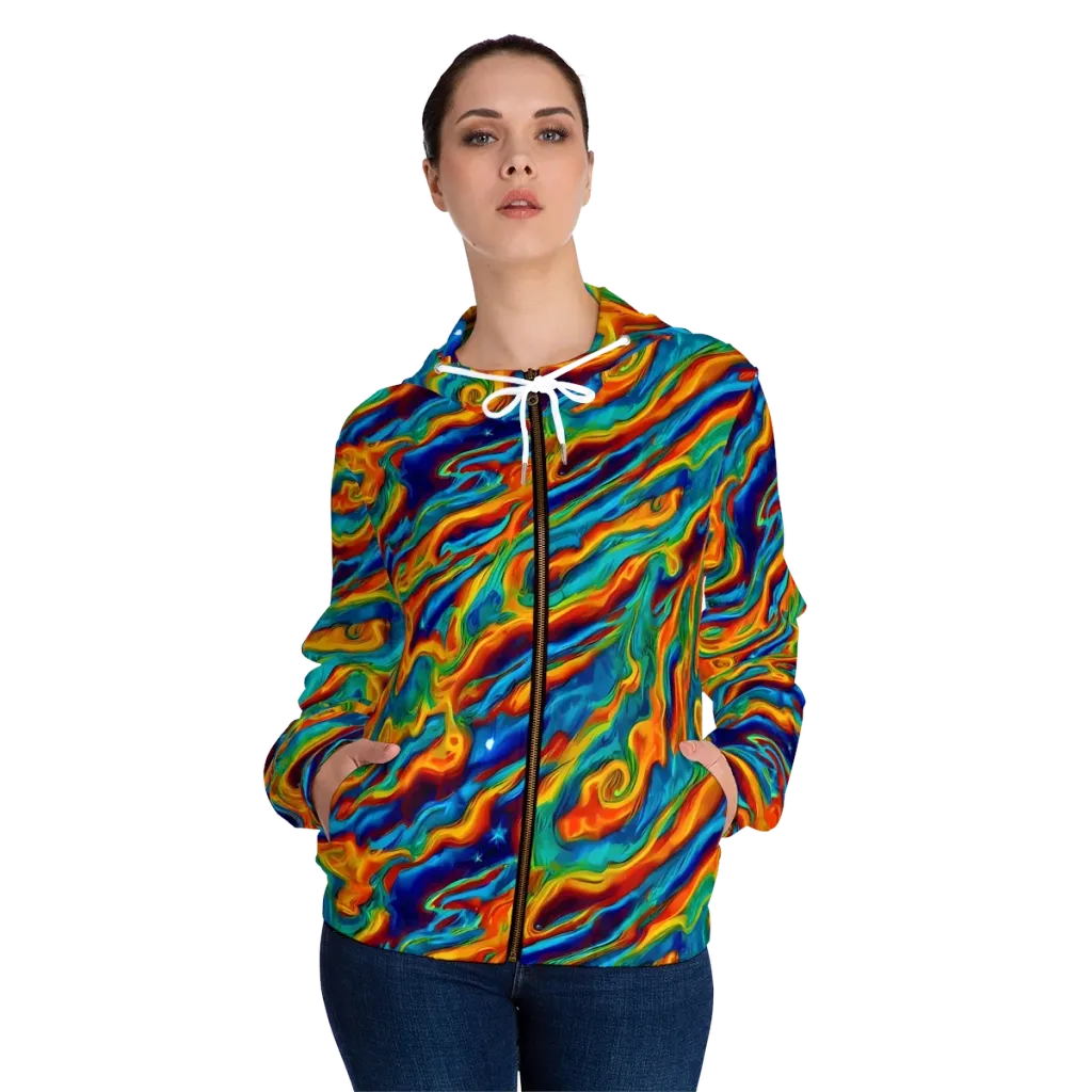 Carnival Current on Women's Full-Zip Hoodie — Front On Person