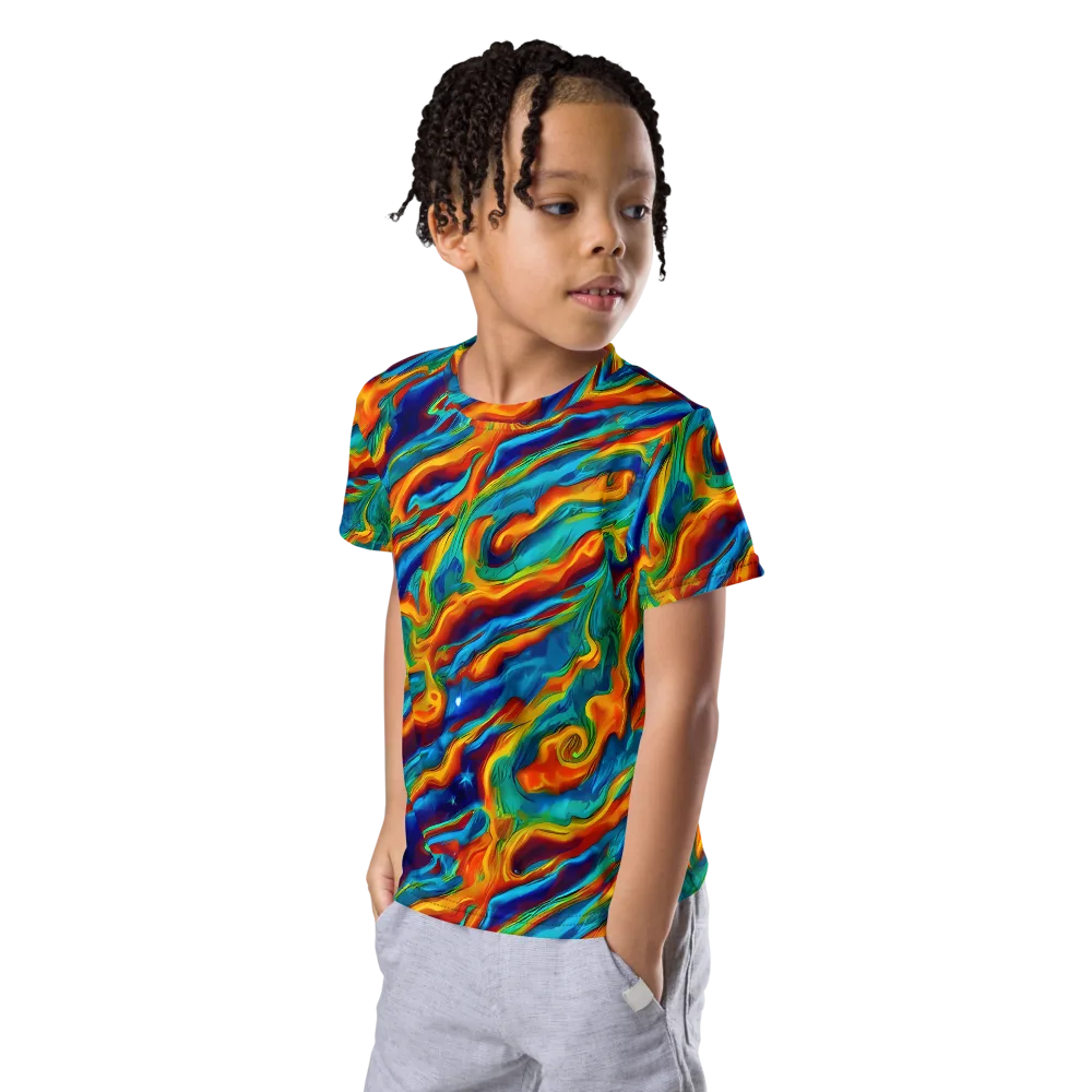 Carnival Current on Kids Crew Neck T-Shirt — Left Front
