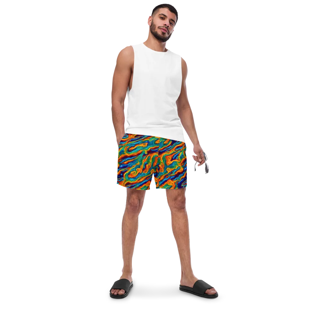 Carnival Current on Swim Trunks — Front