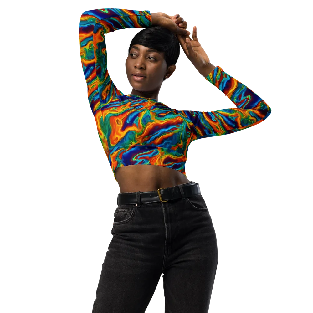Carnival Current on Long Sleeve Crop Top — Front
