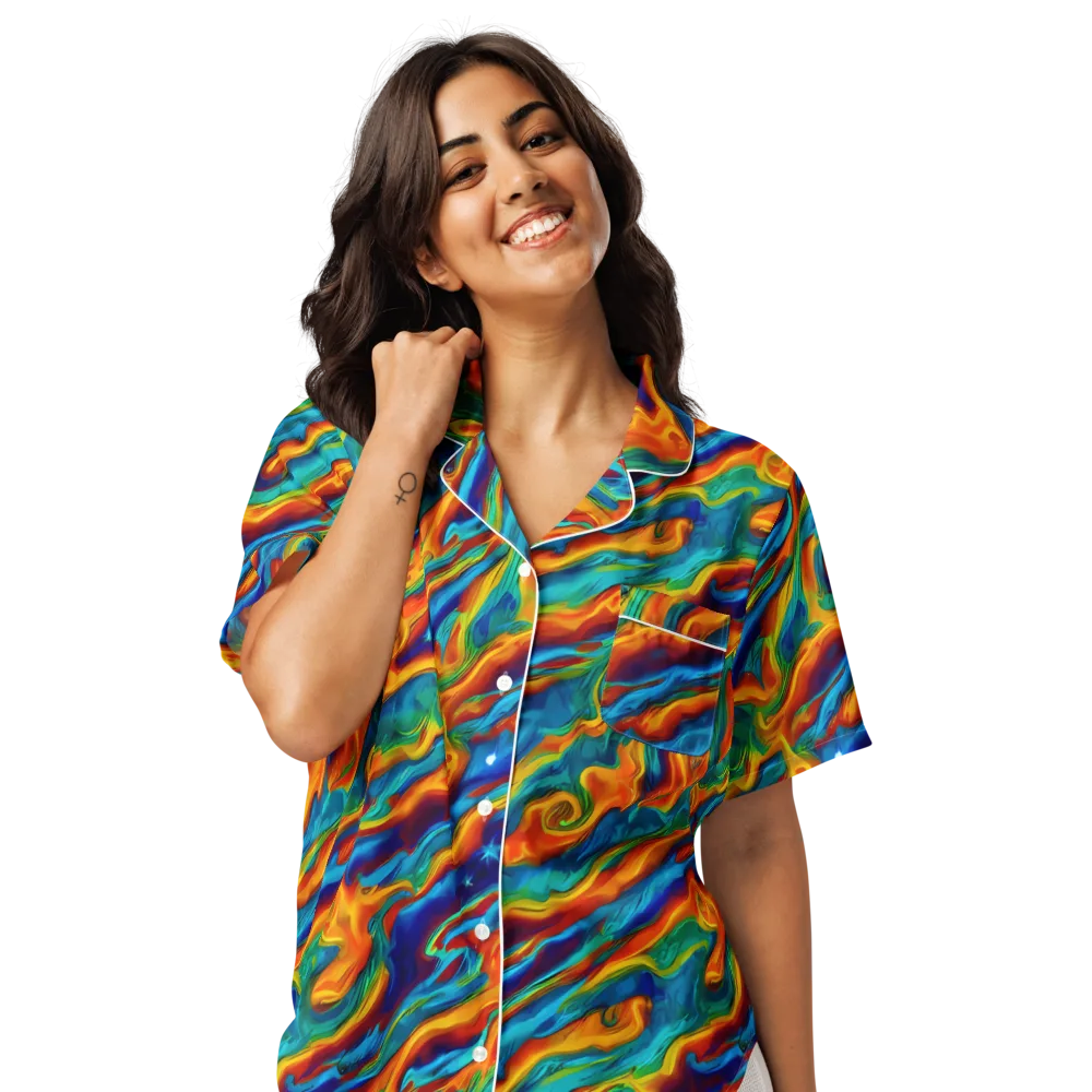Carnival Current on Women's Short Sleeve Pajama Top — Front