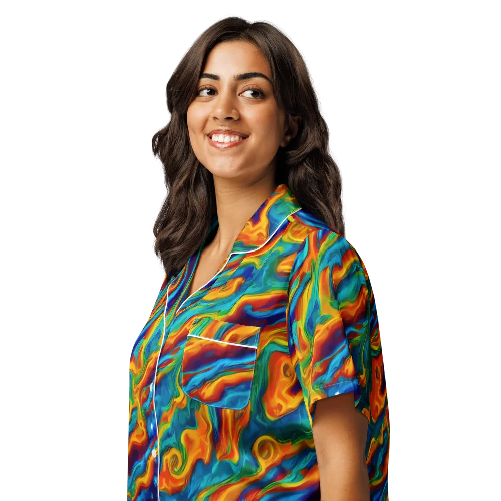 Carnival Current on Women's Short Sleeve Pajama Top — Left Front
