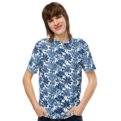 Cobalt Garden on a Men's Slim Fit Polo Shirt