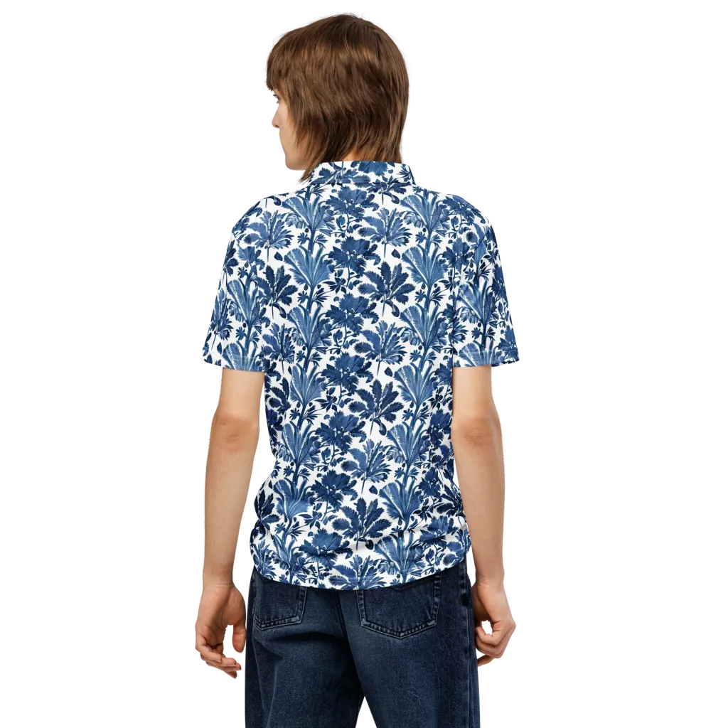 Cobalt Garden on Men's Slim Fit Polo Shirt — Back