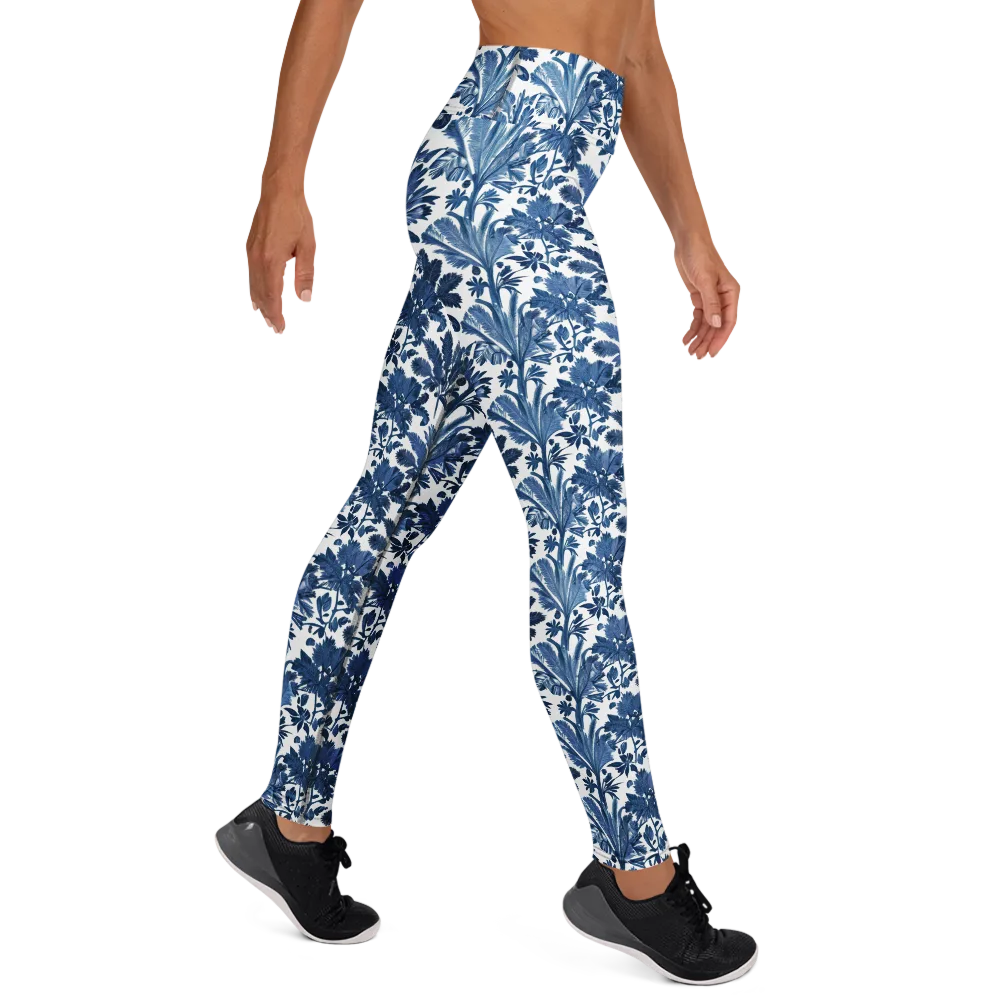 Cobalt Garden on Yoga Leggings — Right