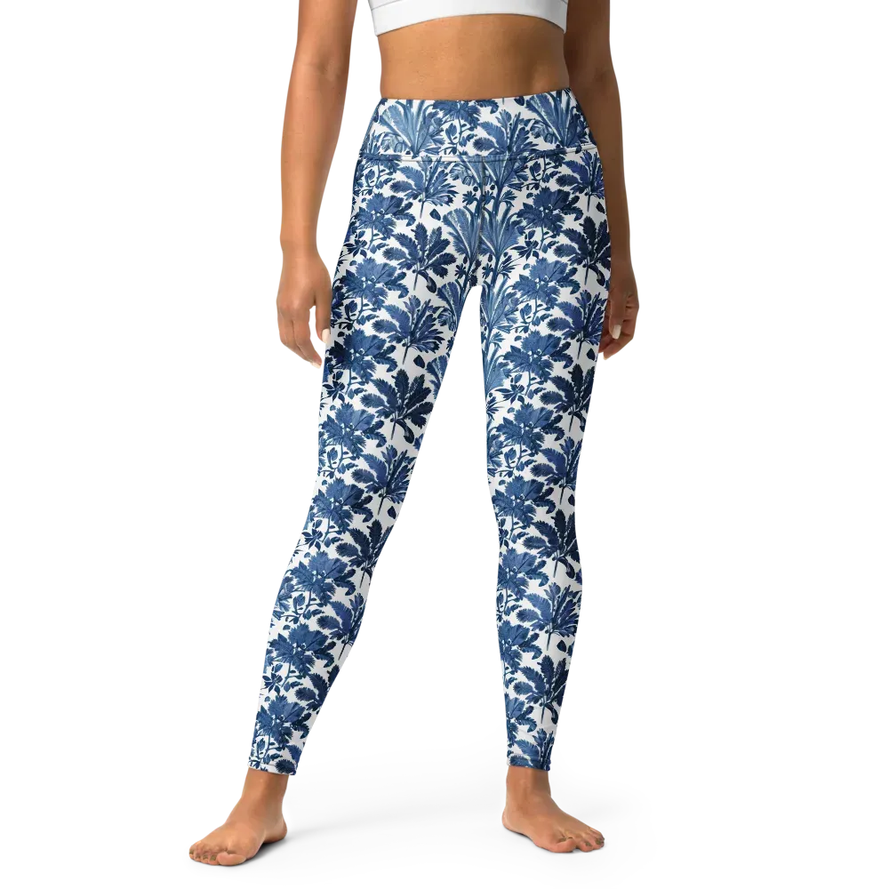 Cobalt Garden on Yoga Leggings — Front
