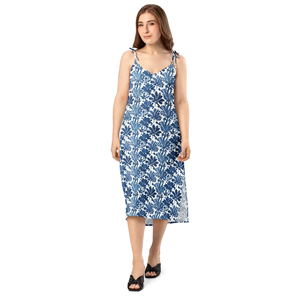 Cobalt Garden on Slip Dress — Front