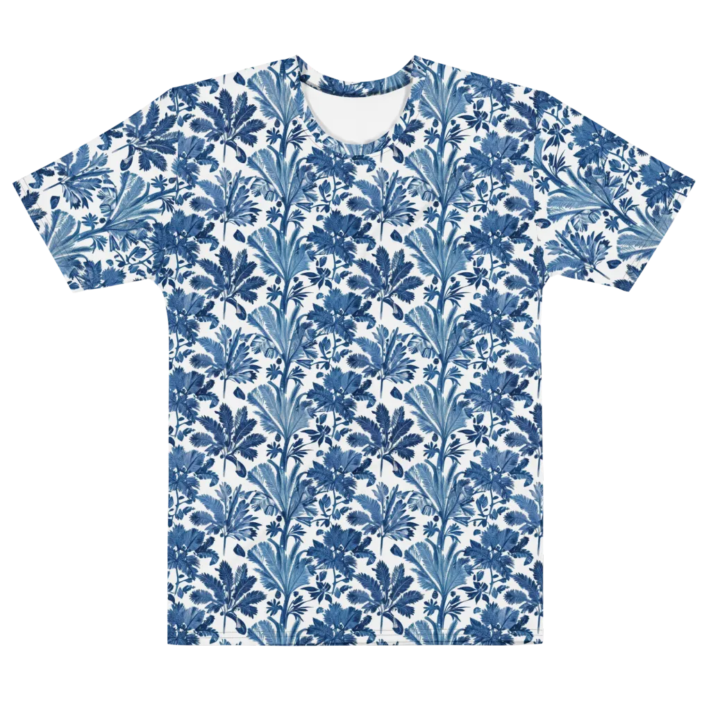 Cobalt Garden on Men's Cotton Crew Neck T-Shirt — Front