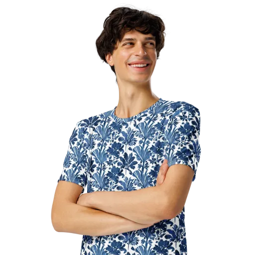 Cobalt Garden on a Men's Crew Neck T-Shirt