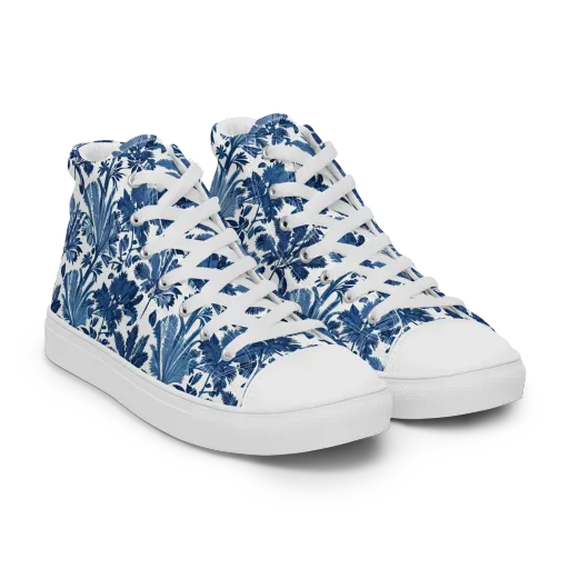 Cobalt Garden on a Men's High Top Canvas Shoes