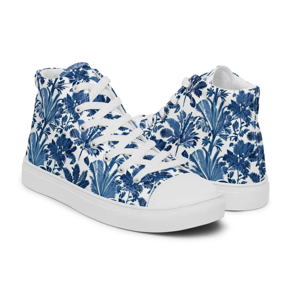 Cobalt Garden on Men's High Top Canvas Shoes — Right