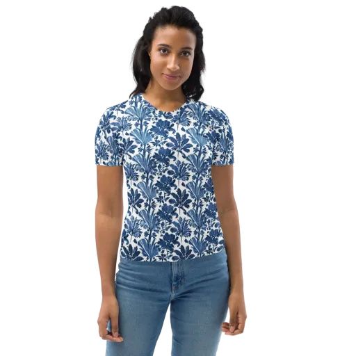Cobalt Garden on a Women's Crew Neck T-Shirt