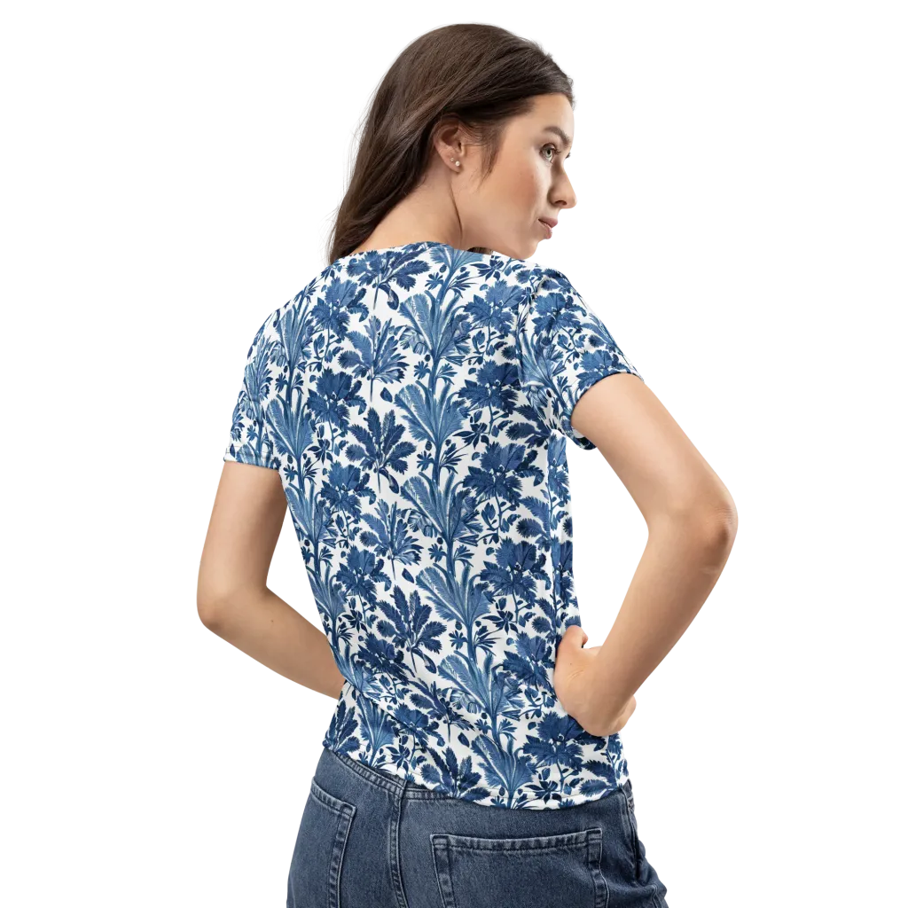 Cobalt Garden on Women's Crew Neck T-Shirt — Back