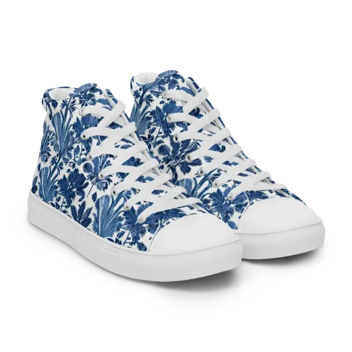 Cobalt Garden on a Women's High Top Canvas Shoes