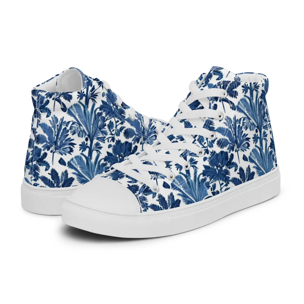 Cobalt Garden on Women's High Top Canvas Shoes — Left