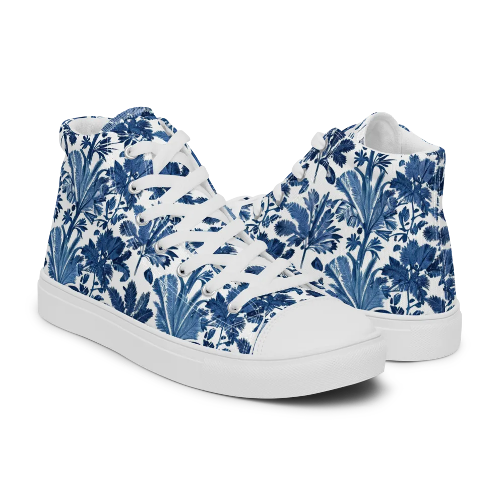Cobalt Garden on Women's High Top Canvas Shoes — Right