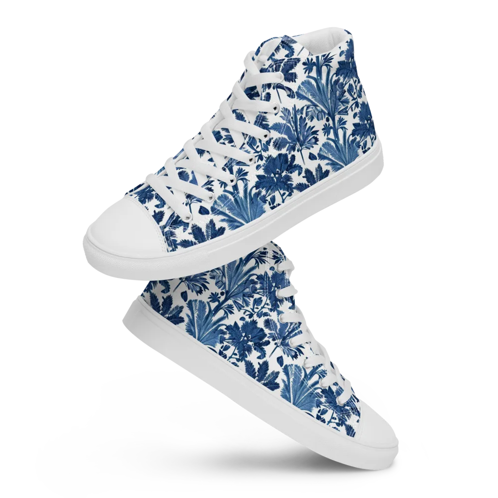 Cobalt Garden on Women's High Top Canvas Shoes — Front