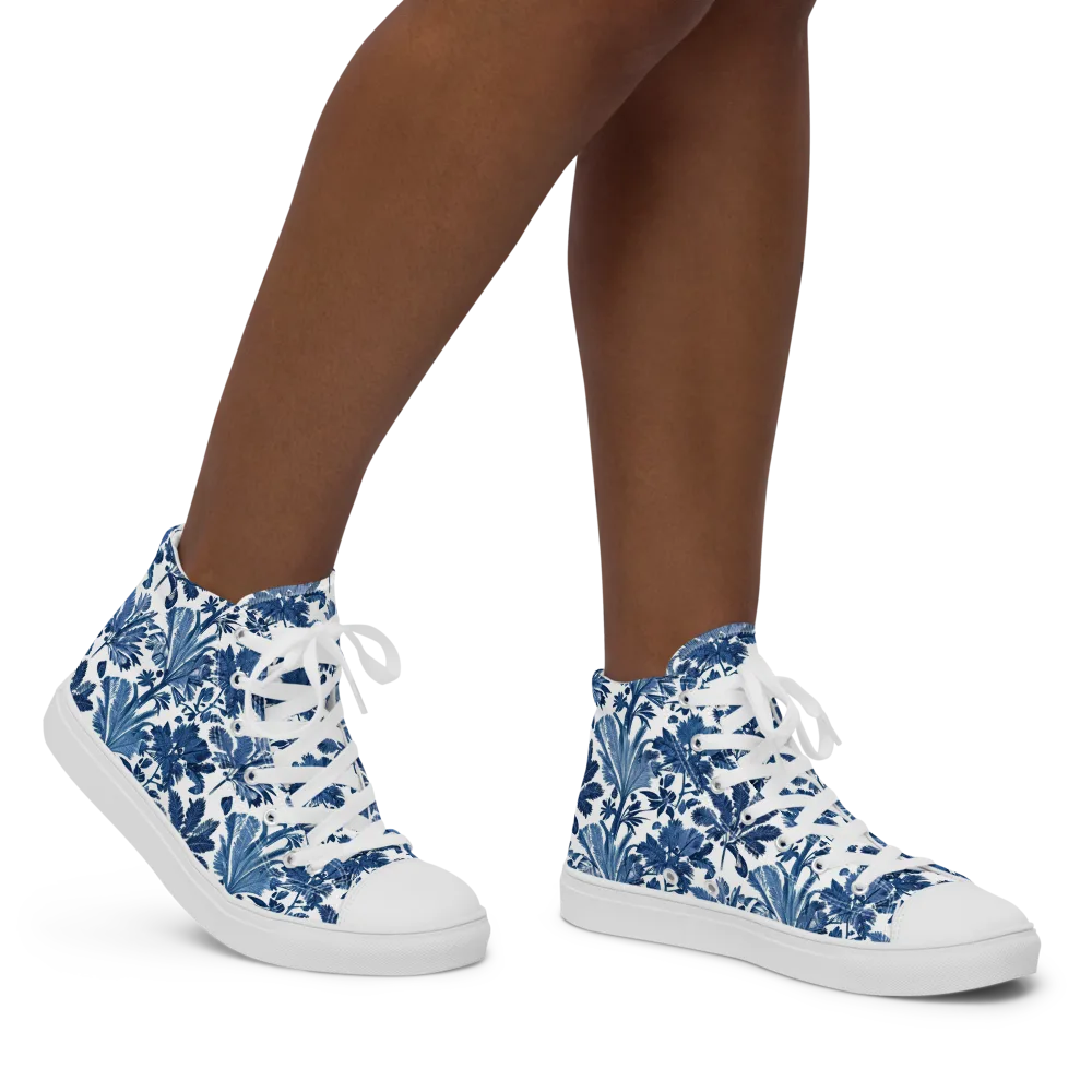 Cobalt Garden on Women's High Top Canvas Shoes — Right