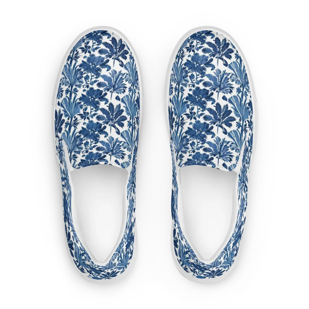 Cobalt Garden on Men's Slip-On Canvas Shoes — Front