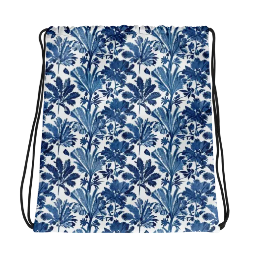 Cobalt Garden on a Drawstring Bag