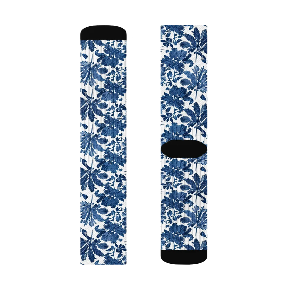 Cobalt Garden on Socks — Left Sock