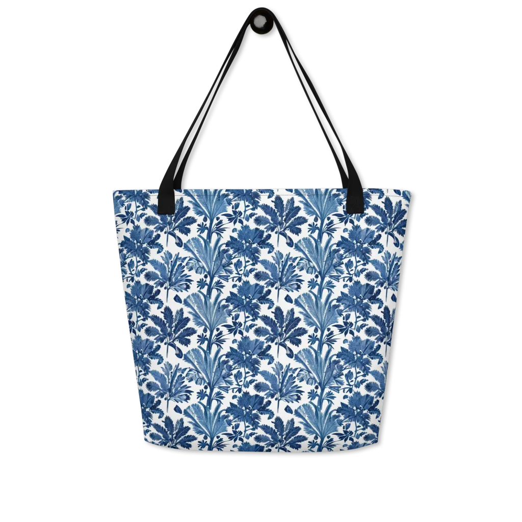 Cobalt Garden on Large Tote Bag W/ Pocket — Front
