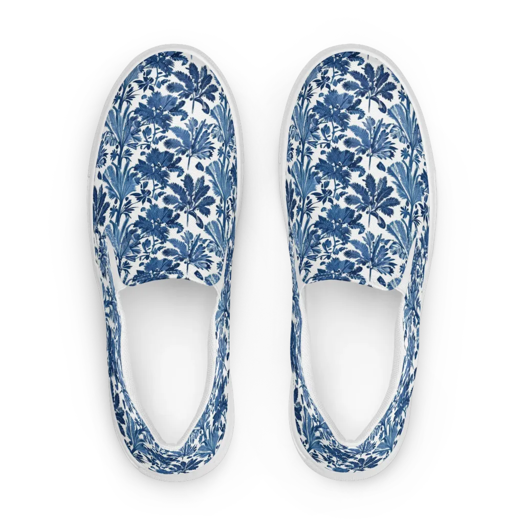 Cobalt Garden on Women's Slip-On Canvas Shoes — Front