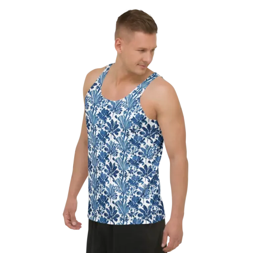 Cobalt Garden on a Men's Tank Top