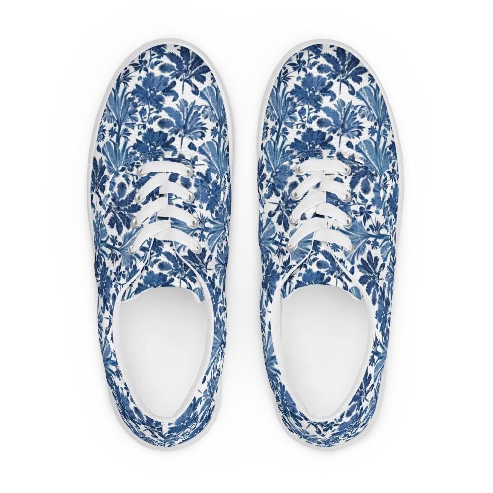 Cobalt Garden on Men's Lace-Up Canvas Shoes — Front