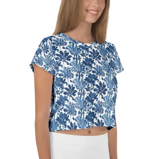 Cobalt Garden on a Crop Tee