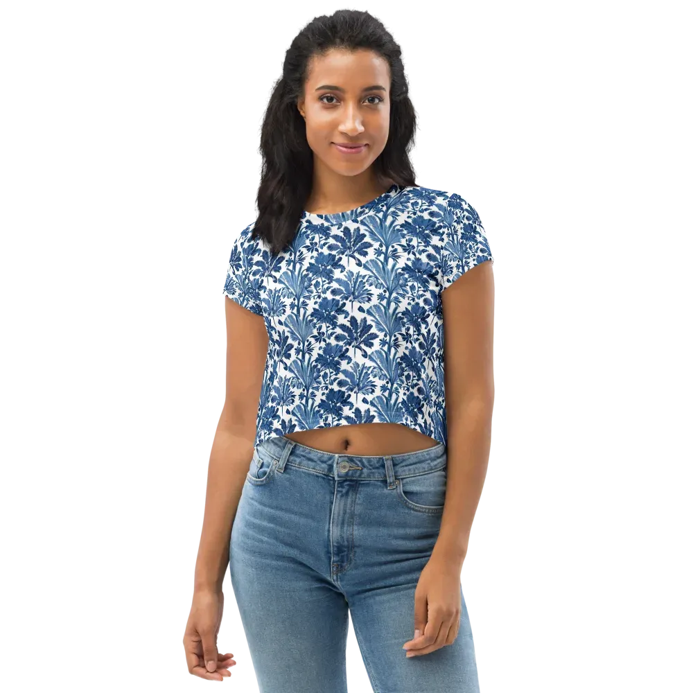 Cobalt Garden on Crop Tee — Front
