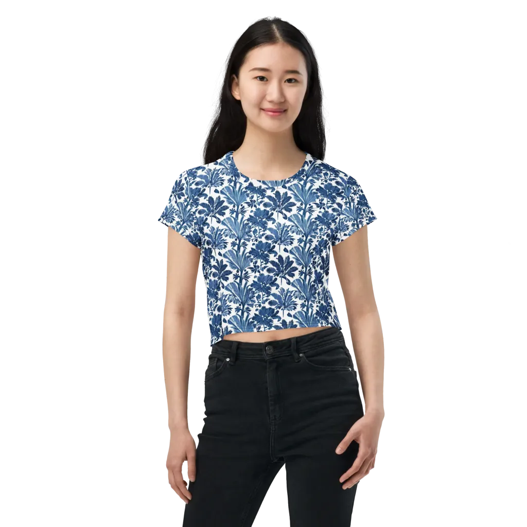 Cobalt Garden on Crop Tee — Front