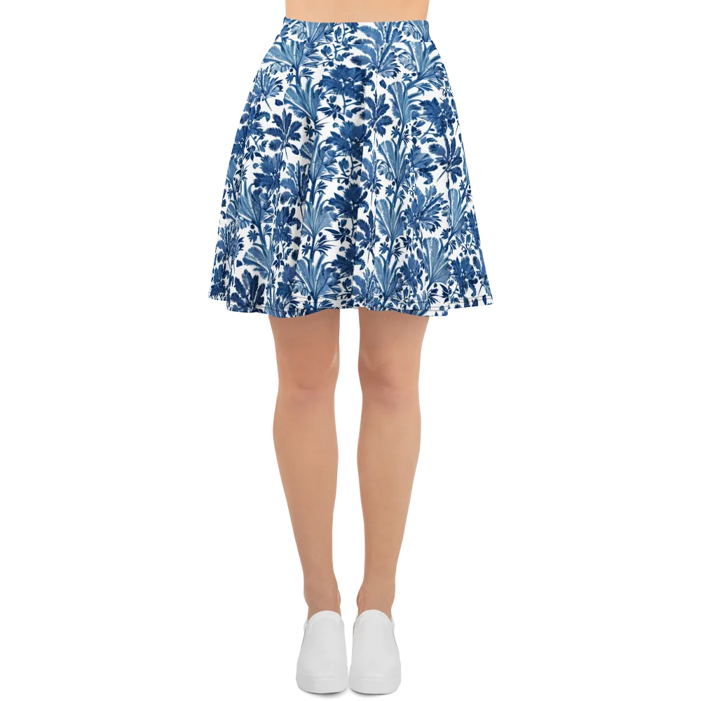 Cobalt Garden on Skater Skirt — Front