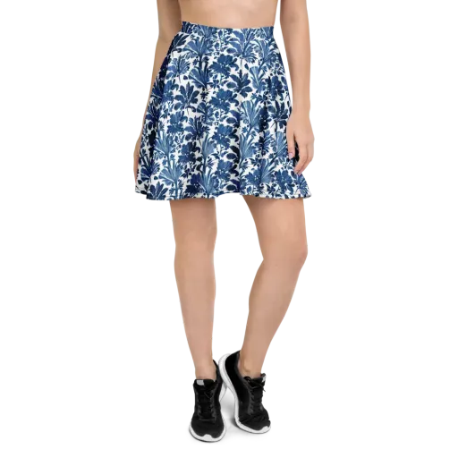 Cobalt Garden on a Skater Skirt