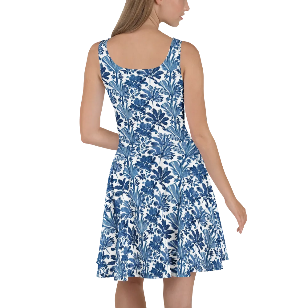 Cobalt Garden on Skater Dress — Back