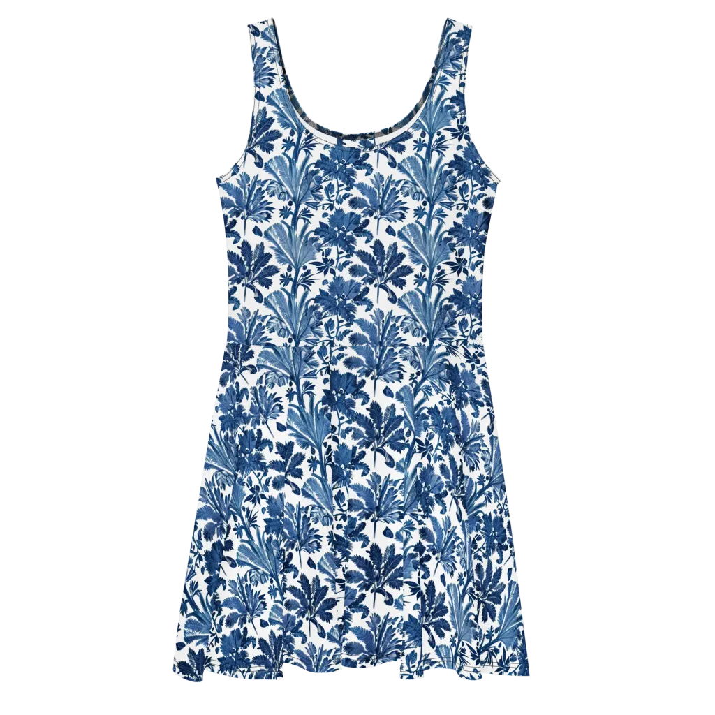 Cobalt Garden on Skater Dress — Front