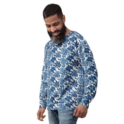 Cobalt Garden on a Sweatshirt