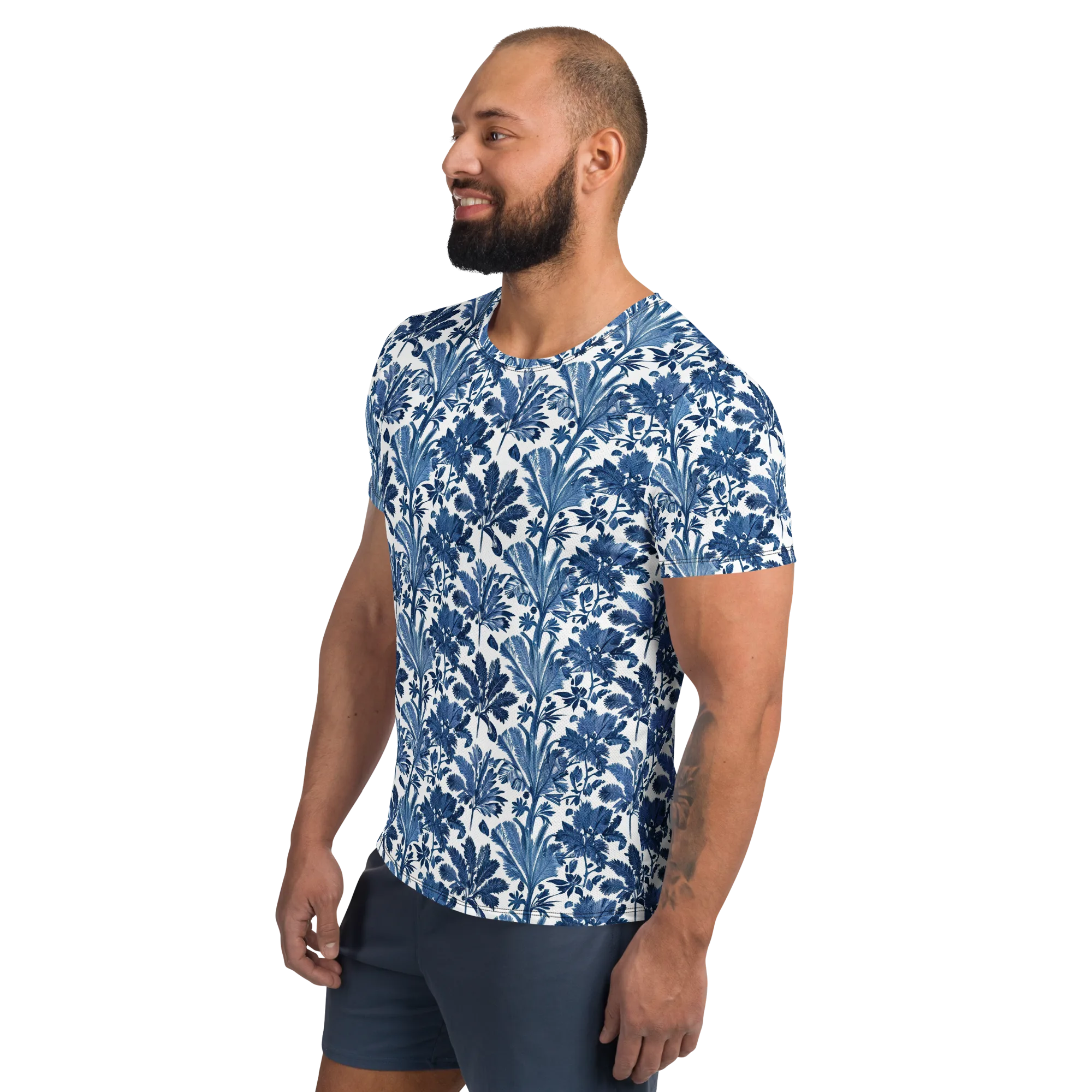 Cobalt Garden on Men's Athletic T-Shirt — Left