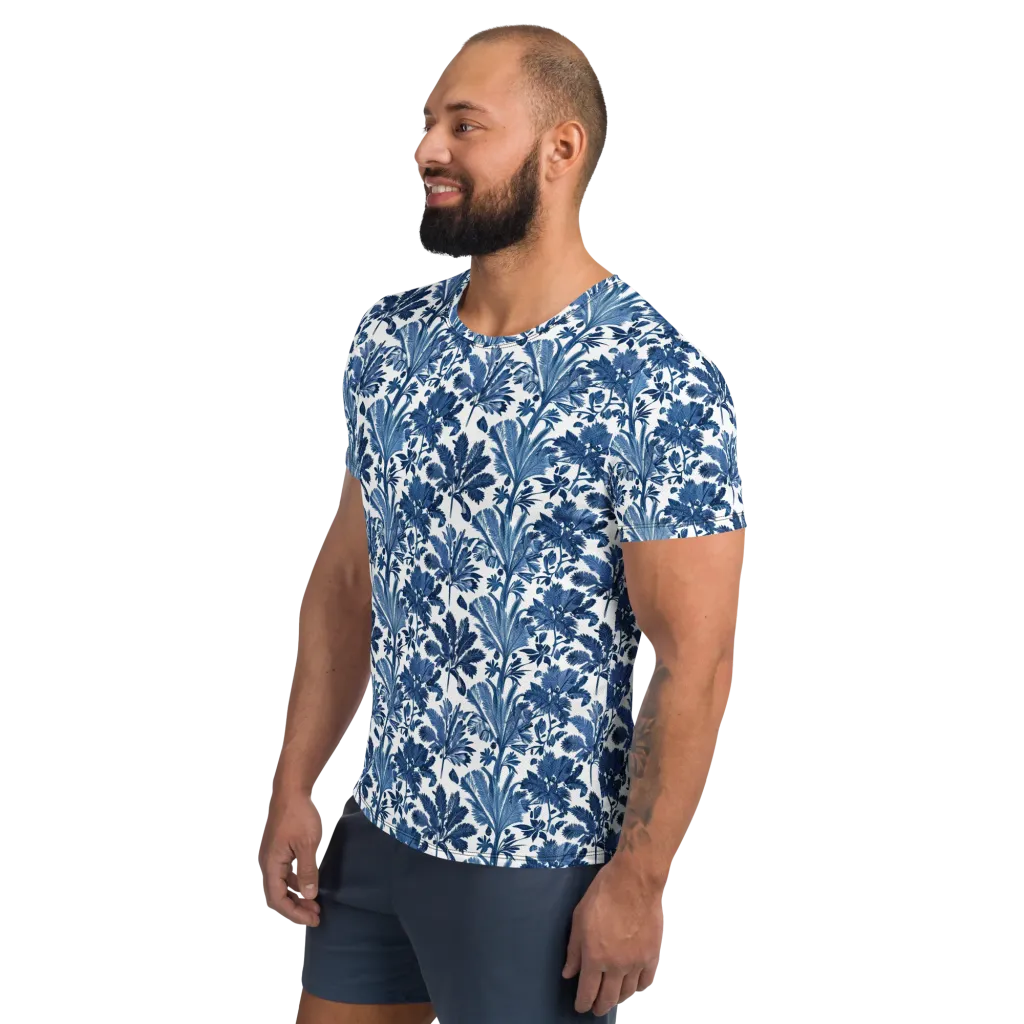 Cobalt Garden on Men's Athletic T-Shirt — Left