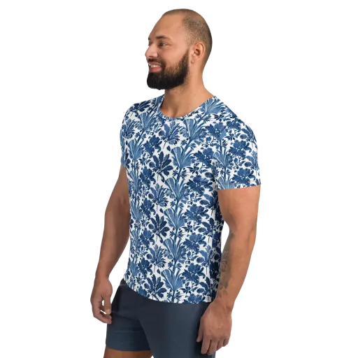 Cobalt Garden on a Men's Athletic T-Shirt