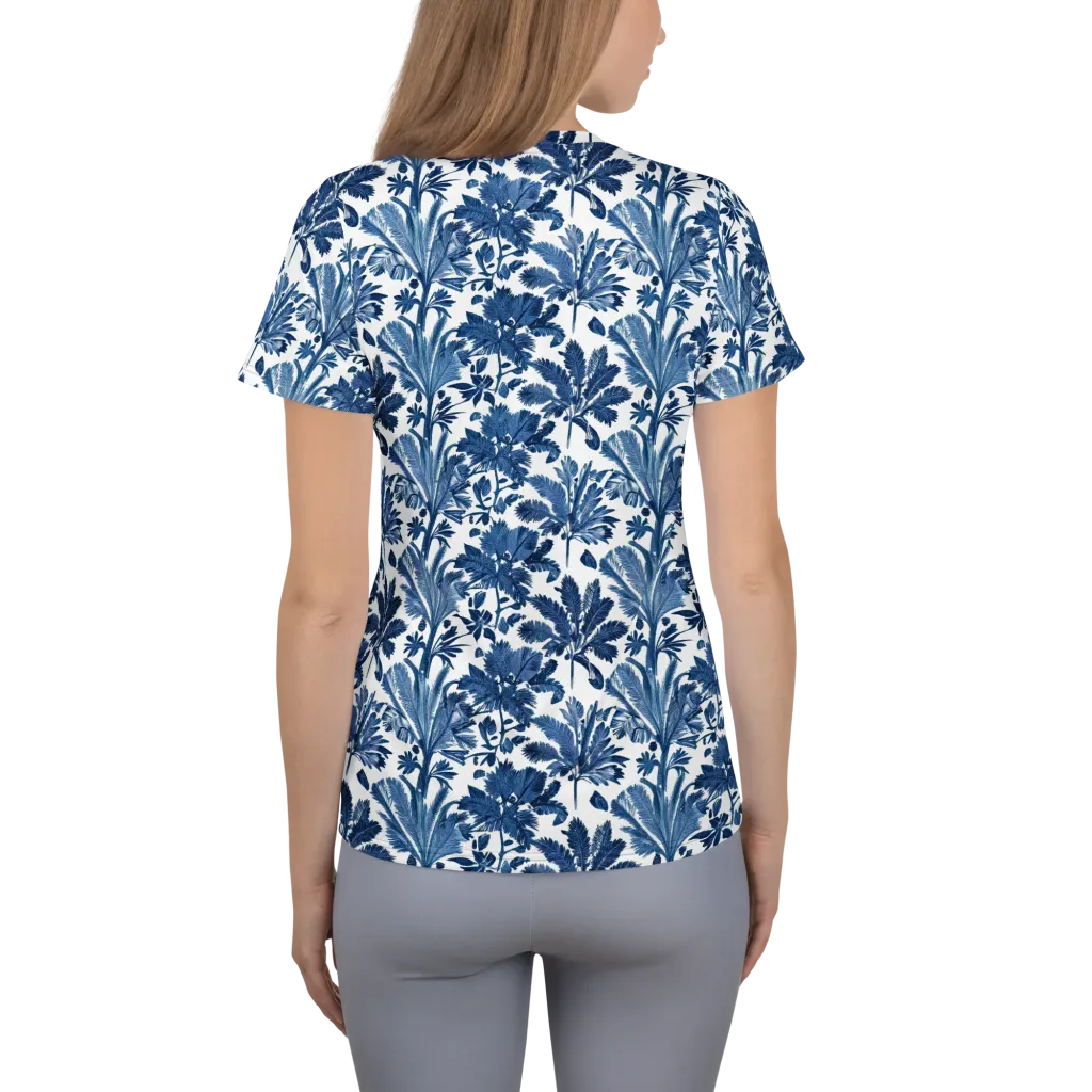 Cobalt Garden on Women's Athletic T-Shirt — Back