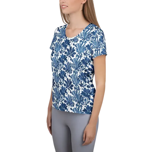 Cobalt Garden on a Women's Athletic T-Shirt