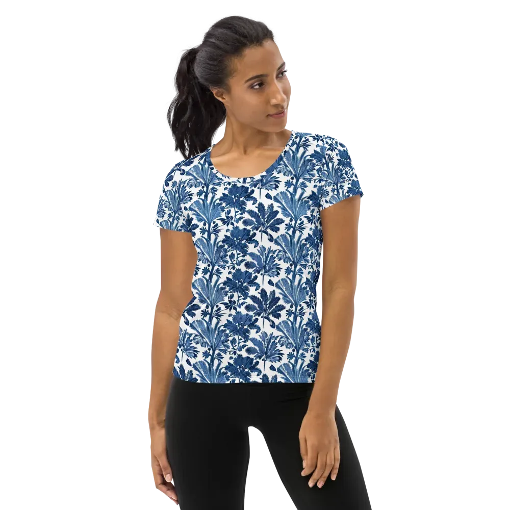 Cobalt Garden on Women's Athletic T-Shirt — Front