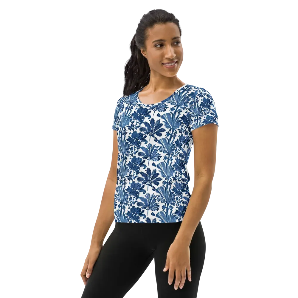 Cobalt Garden on Women's Athletic T-Shirt — Left