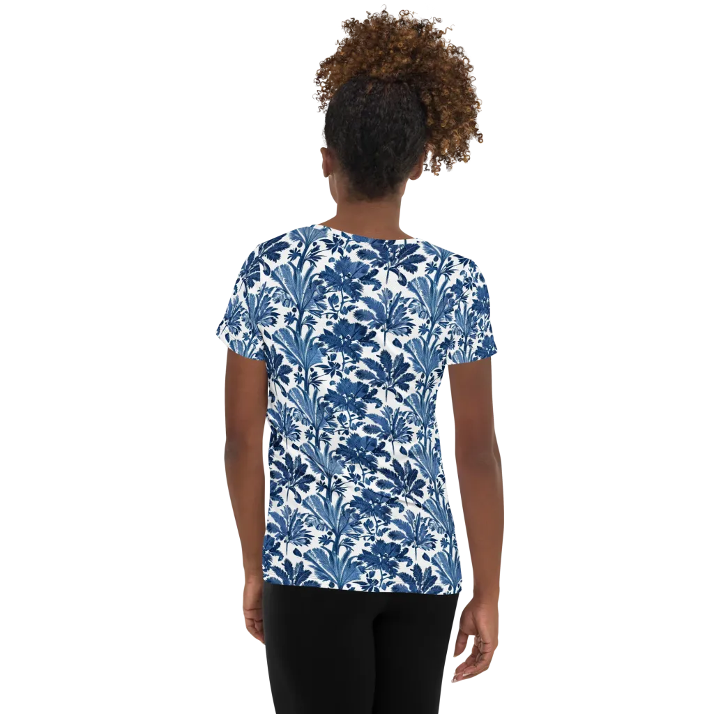 Cobalt Garden on Women's Athletic T-Shirt — Back