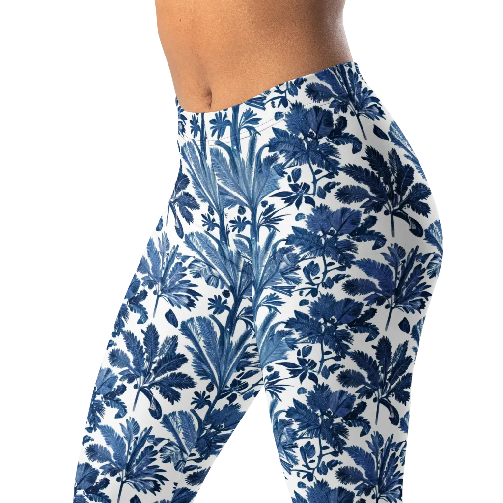 Cobalt Garden on Leggings — Left Front