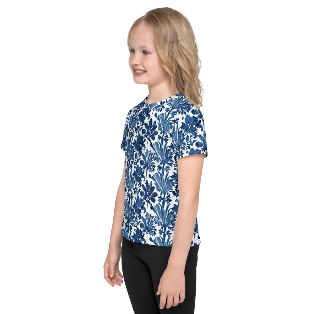 Cobalt Garden on Kids Crew Neck T-Shirt — Left