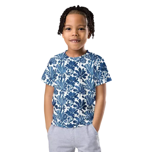 Cobalt Garden on a Kids Crew Neck T-Shirt