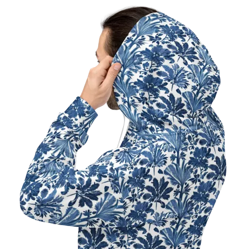 Cobalt Garden Hoodie on model